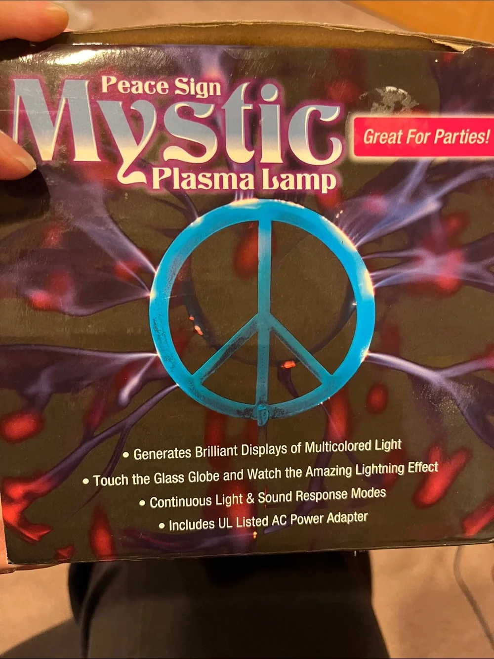 Mystic Peace Sign Plasma Lamp - Purple, Blue, Red
